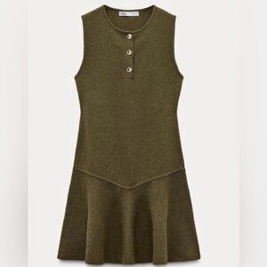 Sleeveless Olive Green Knit Dress